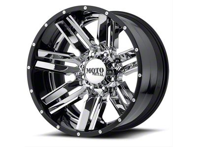 Moto Metal MO202 Chrome Center with Gloss Black Milled Lip 6-Lug Wheel; 20x10; -18mm Offset (19-24 RAM 1500)