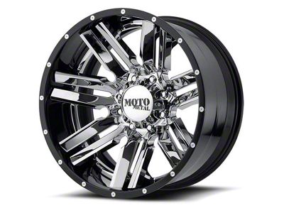 Moto Metal MO202 Chrome Center with Gloss Black Milled Lip 6-Lug Wheel; 20x12; -44mm Offset (19-24 RAM 1500)