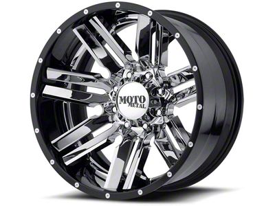 Moto Metal MO202 Chrome Center with Gloss Black Milled Lip 5-Lug Wheel; 20x12; -44mm Offset (09-18 RAM 1500)