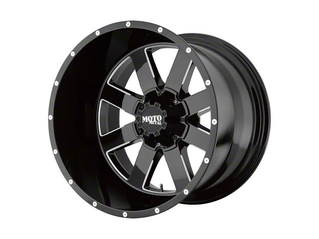 Moto Metal MO962 Gloss Black Milled 8-Lug Wheel; 20x12; -44mm Offset (06-08 RAM 1500 Mega Cab)