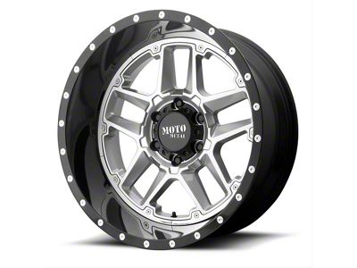 Moto Metal MO987 Sentry Gloss Silver Center with Gloss Black Lip 5-Lug Wheel; 20x12; -44mm Offset (09-18 RAM 1500)