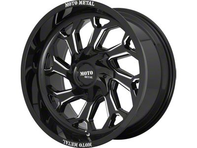 Moto Metal MO999 Gloss Black Milled 8-Lug Wheel; 22x12; -44mm Offset (06-08 RAM 1500 Mega Cab)