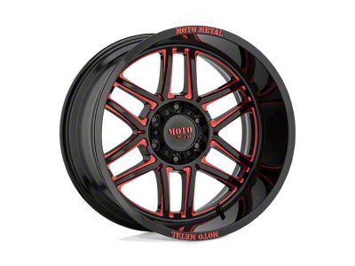 Moto Metal Folsom Gloss Black Milled with Red Tint 8-Lug Wheel; 20x10; -18mm Offset (19-25 RAM 2500)