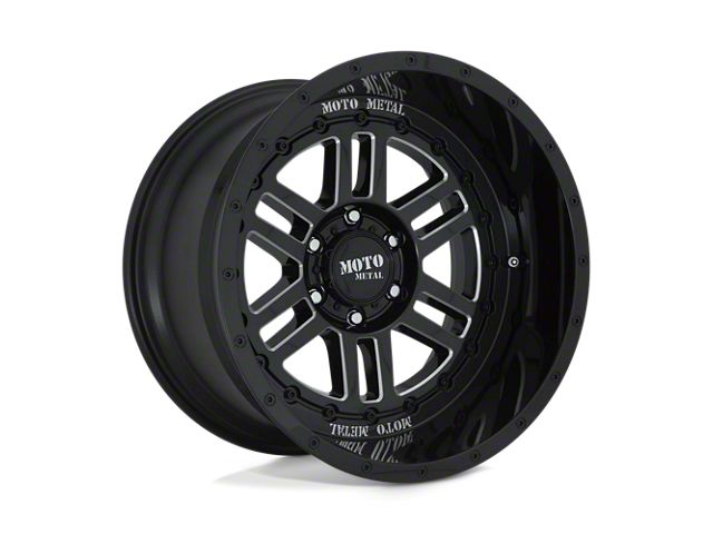 Moto Metal Deep Six Gloss Black Milled 8-Lug Wheel; 20x10; -18mm Offset (19-24 RAM 3500 SRW)