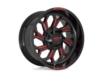 Moto Metal MO999 Gloss Black Milled with Red Tint 8-Lug Wheel; 20x10; -18mm Offset (19-24 RAM 3500 SRW)