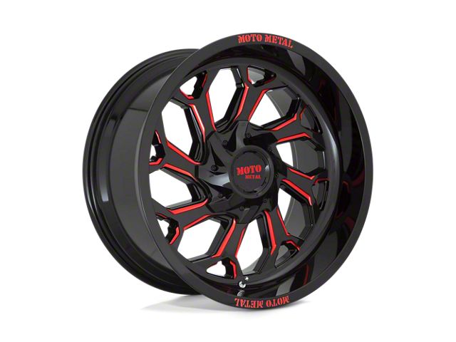 Moto Metal MO999 Gloss Black Milled with Red Tint 8-Lug Wheel; 20x10; -18mm Offset (07-10 Sierra 3500 HD SRW)