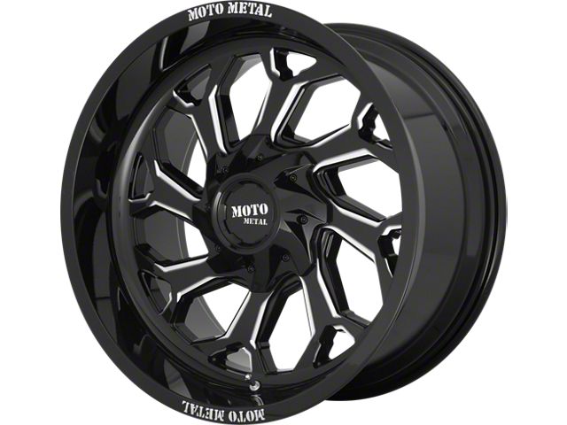 Moto Metal MO999 Gloss Black Milled 6-Lug Wheel; 22x12; -44mm Offset (19-24 Silverado 1500)