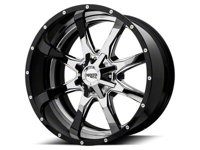 Moto Metal MO201 Chrome Center with Gloss Black Milled Lip 8-Lug Wheel; 20x10; -18mm Offset (07-10 Silverado 2500 HD)