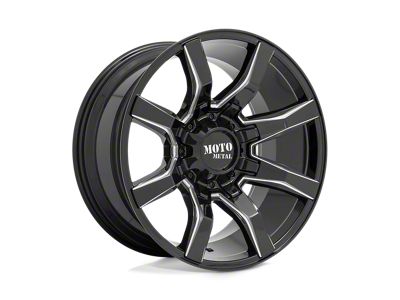 Moto Metal Spider Gloss Black Milled 8-Lug Wheel; 22x10; -18mm Offset (20-24 Silverado 2500 HD)