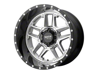 Moto Metal Sentry Gloss Silver Center with Gloss Black Lip 6-Lug Wheel; 20x12; -44mm Offset (21-24 Tahoe)