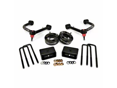 MotoFab 3-Inch Front / 2-Inch Rear Leveling Kit with Upper Control Arms (19-24 Sierra 1500, Excluding AT4 & Denali)