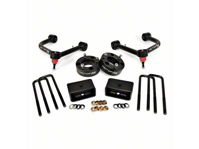 MotoFab 3-Inch Front / 2-Inch Rear Leveling Kit with Upper Control Arms (19-24 Silverado 1500, Excluding Trail Boss & ZR2)