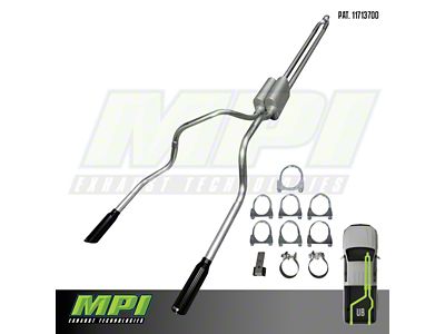 MPI Exhaust Technologies Performance Series Clamp-On Dual Exhaust System with Black Tips; Rear Exit (15-25 2.7L EcoBoost w/o Factory Dual Exhaust)