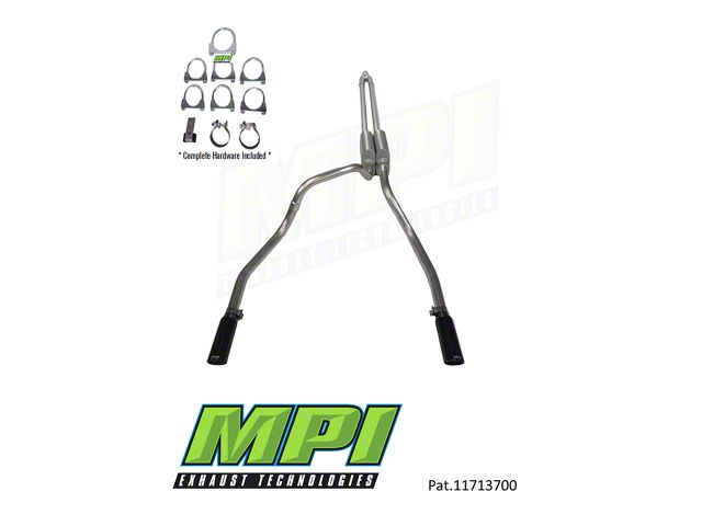 MPI Exhaust Technologies Turbo Series Clamp-On Dual Exhaust System with Black Tips; Rear Exit (11-24 2.7L EcoBoost F-150)