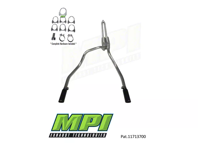MPI Exhaust Technologies Turbo Series Weld-On Dual Exhaust System with Black Tips; Rear Exit (11-24 2.7L EcoBoost F-150)