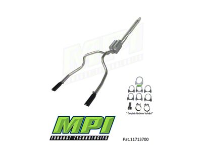 MPI Exhaust Technologies Performance Series Clamp-On Dual Exhaust System with Black Tips; Rear Exit (99-06 4.8L Sierra 1500)