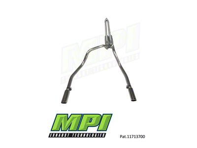 MPI Exhaust Technologies Performance Series Clamp-On Dual Exhaust System with Polished Bright Chrome Tips; Rear Exit (99-06 4.8L Sierra 1500)