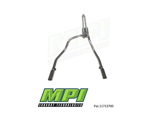 MPI Exhaust Technologies Performance Series Clamp-On Dual Exhaust System with Polished Bright Chrome Tips; Rear Exit (99-06 4.8L Silverado 1500)