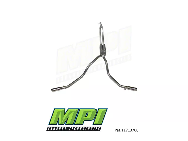 MPI Exhaust Technologies Turbo Series Clamp-On Dual Exhaust System with Polished Bright Chrome Tips; Side Exit (17-22 6.2L F-250 Super Duty)