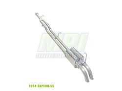 MPI Exhaust Technologies Bullnoze Series Clamp-On Dual Exhaust System; Turn Down (20-26 7.3L F-250 Super Duty)