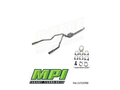 MPI Exhaust Technologies Performance Series Clamp-On Dual Exhaust System with Polished Bright Chrome Tips; Rear Exit (11-16 6.2L F-250 Super Duty)
