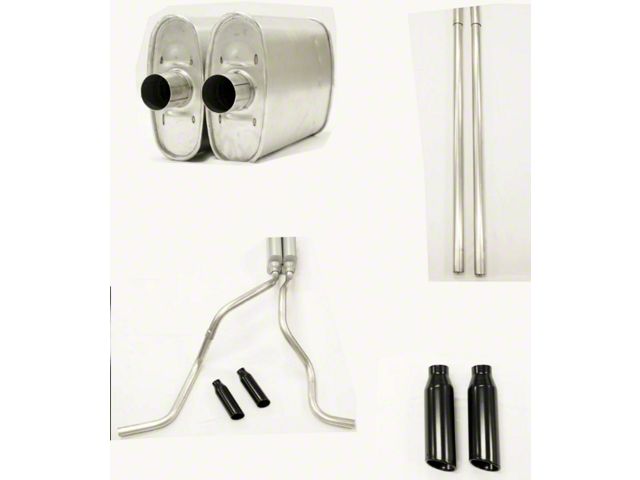MPI Exhaust Technologies 2.50-Inch Dual Exhaust System with Turbo Series Muffler and Black Tips; Side Exit (11-16 6.2L F-250 Super Duty)
