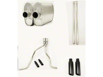 MPI Exhaust Technologies 2.50-Inch Dual Exhaust System with Turbo Series Muffler and Black Tips; Side Exit (20-22 7.3L F-350 Super Duty)