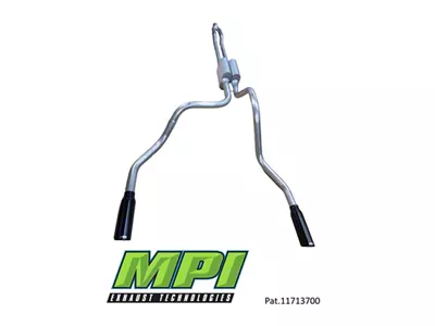 MPI Exhaust Technologies Turbo Series Clamp-On Dual Exhaust System with Black Tips; Rear Exit (10-18 5.7L RAM 3500)