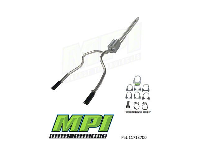 MPI Exhaust Technologies Performance Series Clamp-On Dual Exhaust System with Black Tips; Rear Exit (99-06 5.3L Sierra 1500)