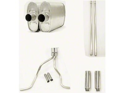 MPI Exhaust Technologies 2.25-Inch Dual Exhaust System with Turbo Series Muffler and Chrome Tips; Side Exit (07-23 5.3L Sierra 1500 w/o Factory Dual Exhaust)