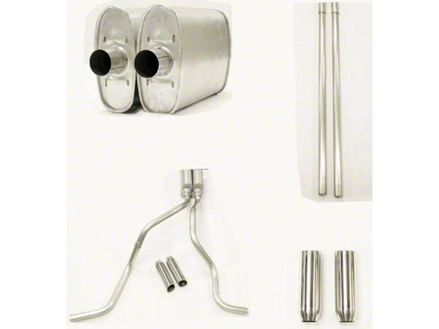 MPI Exhaust Technologies 2.50-Inch Dual Exhaust System with Turbo Series Muffler and Chrome Tips; Side Exit (14-24 6.2L Sierra 1500 w/o Factory Dual Exhaust)