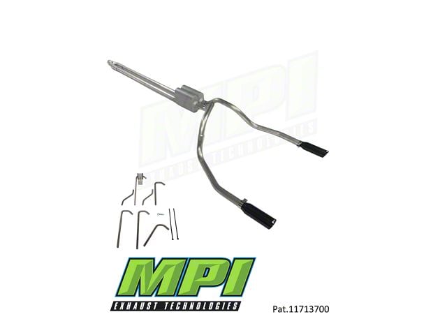 MPI Exhaust Technologies Performance Series Weld-On Dual Exhaust System with Black Tips; Rear Exit (14-24 6.2L Silverado 1500 w/o Factory Dual Exhaust)