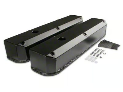 Mr. Gasket Fabricated Aluminum Valve Covers; Black (89-91 5.2L Dakota)