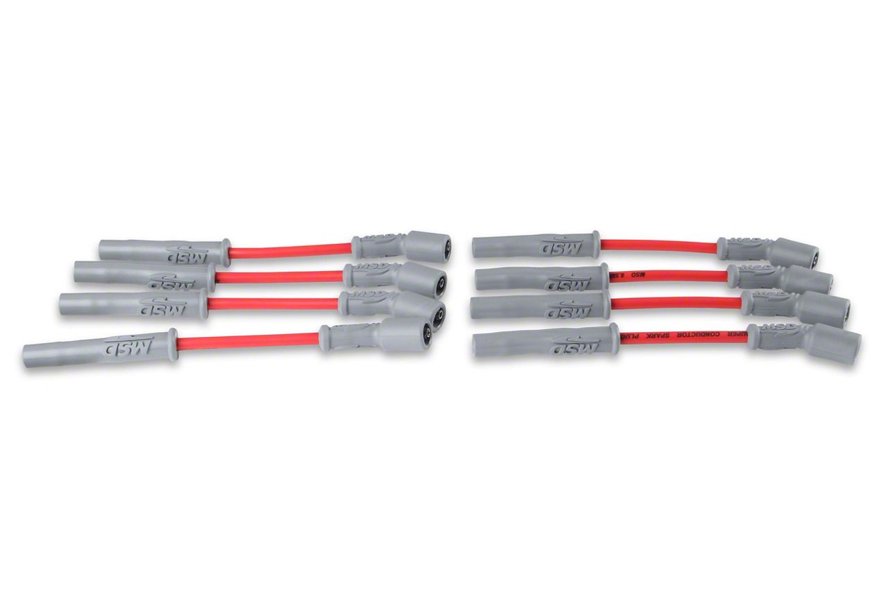 Universal MSD Super Conductor 8.5mm Red Spark Plug Wire Kit – V8 HEI – Multi-Angle – Fits Chevy Ford Dodge