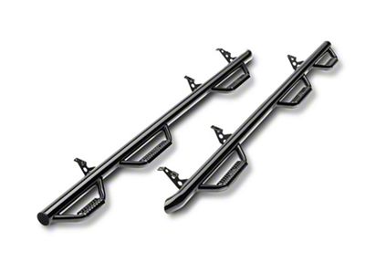 N-Fab Wheel 2 Wheel Bed Access Nerf Side Step Bars; Gloss Black (17-25 F-350 Super Duty SuperCrew w/ 8-Foot Bed)