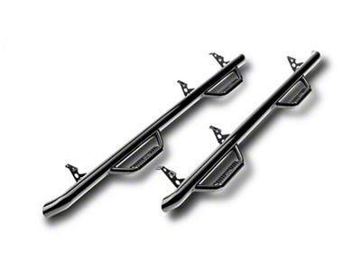 N-Fab Wheel 2 Wheel Bed Access Nerf Side Step Bars; Gloss Black (17-24 F-350 Super Duty Regular Cab w/ 8-Foot Bed)