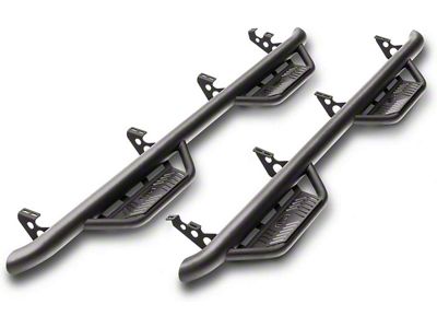 N-Fab Cab Length Podium Nerf Side Step Bars; Textured Black (17-24 F-350 Super Duty SuperCrew)