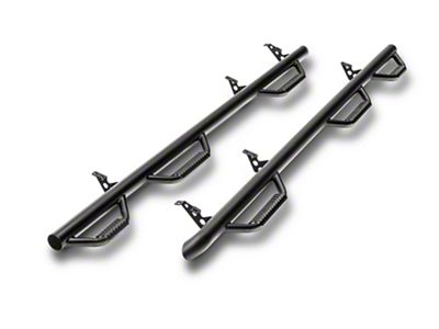 N-Fab Wheel 2 Wheel Bed Access Nerf Side Step Bars; Textured Black (19-24 RAM 1500 Quad Cab)