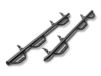 N-Fab Wheel 2 Wheel Bed Access Nerf Side Step Bars; Gloss Black (19-25 Sierra 1500 Double Cab)
