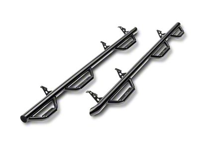 N-Fab Wheel 2 Wheel Bed Access Nerf Side Step Bars; Gloss Black (20-25 Sierra 2500 HD Crew Cab w/ 6.90-Foot Standard Box)