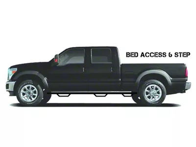 N-Fab Wheel 2 Wheel Bed Access Nerf Side Step Bars; Gloss Black (01-06 Sierra 2500 HD Crew Cab w/ 6.50-Foot Standard Box)