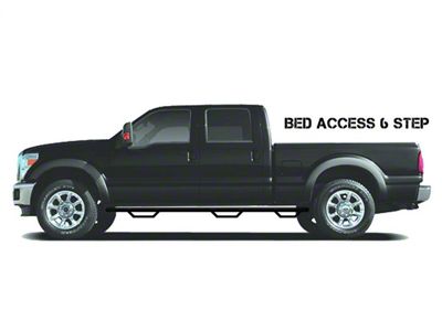 N-Fab Wheel 2 Wheel Bed Access Nerf Side Step Bars; Textured Black (01-06 Sierra 2500 HD Crew Cab w/ 8-Foot Long Box)