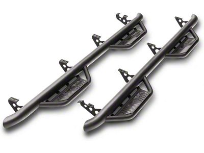 N-Fab Cab Length Podium Nerf Side Step Bars; Textured Black (17-19 Sierra 3500 HD Crew Cab)