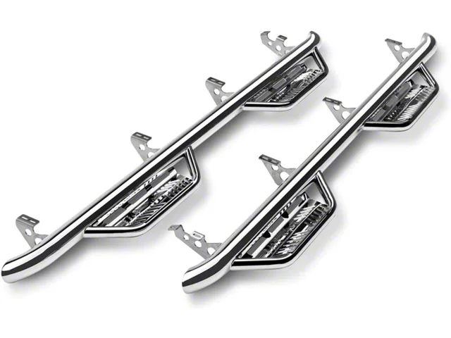 N-Fab Cab Length Podium Nerf Side Step Bars; Polished Stainless (17-19 Silverado 2500 HD Crew Cab)