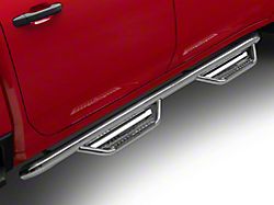 N-Fab Cab Length Podium Nerf Side Step Bars; Polished Stainless (20-26 Silverado 3500 HD Crew Cab)