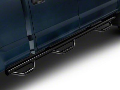 N-Fab Wheel 2 Wheel Bed Access Nerf Side Step Bars; Gloss Black (17-24 F-250 Super Duty SuperCrew w/ 6-3/4-Foot Bed)
