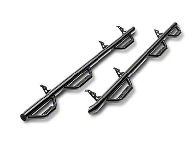 N-Fab Wheel 2 Wheel Bed Access Nerf Side Step Bars; Gloss Black (17-24 F-250 Super Duty DRW SuperCrew w/ 8-Foot Bed)