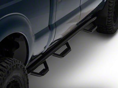 N-Fab Wheel 2 Wheel Bed Access Nerf Side Step Bars; Gloss Black (11-16 F-250 Super Duty SuperCrew)