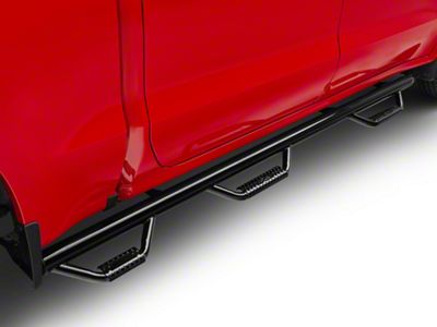 N-Fab Wheel 2 Wheel Bed Access Nerf Side Step Bars; Gloss Black (19-25 Silverado 1500 Crew Cab w/ 5.80-Foot Short Box)