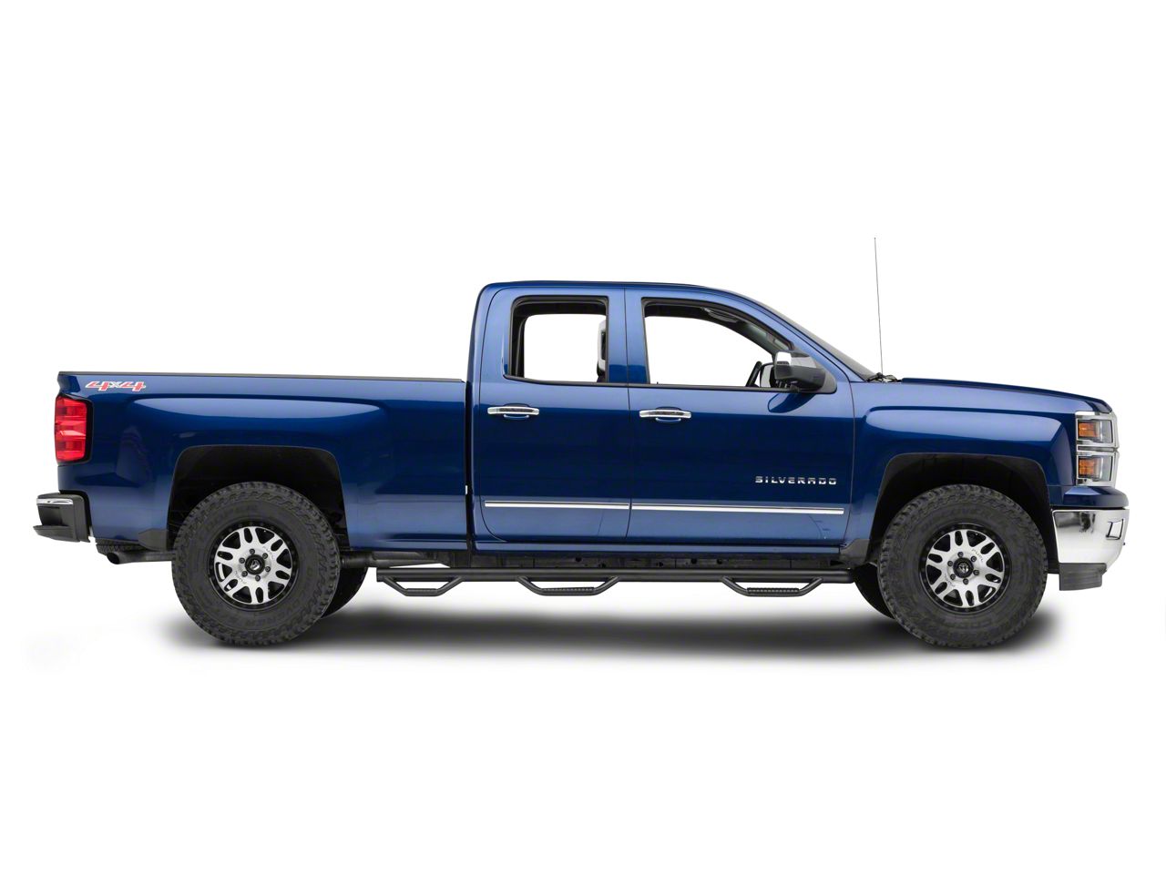 N-Fab Wheel Wheel Bed Access Nerf Side Step Bars; Textured Black (14-18  Silverado 1500, Excluding Regular Cab w/ 8-Foot Long Box)